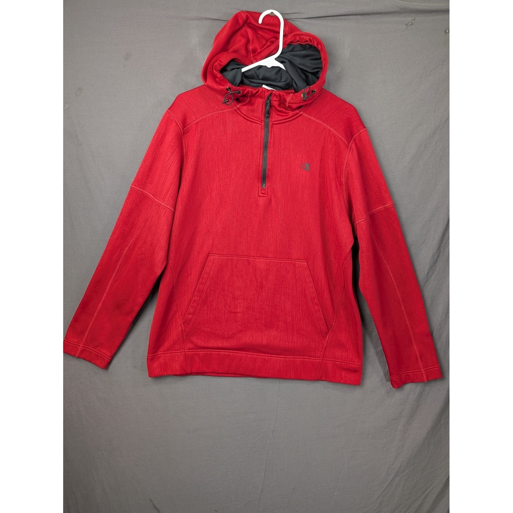 Champion Elite Mens Red Quarter Zip Hoodie Large Y421